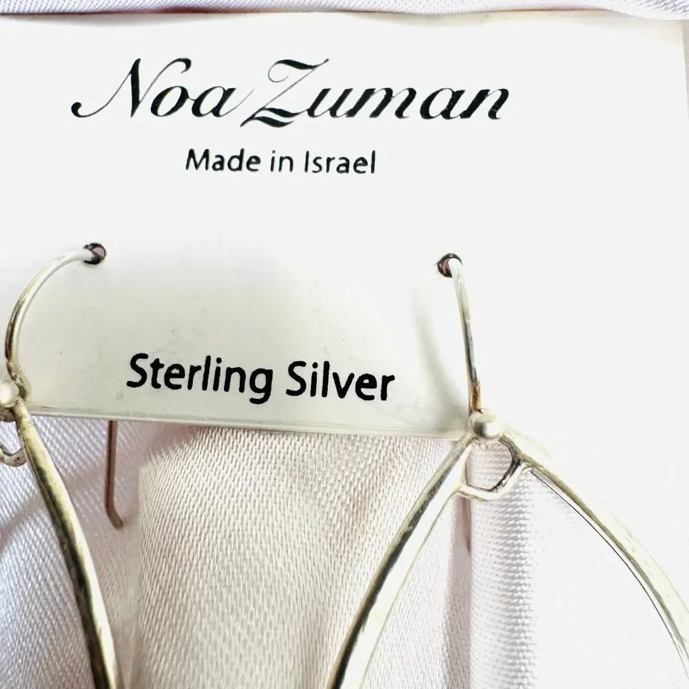 New Noa Zuman 925 Sterling Silver Textured Teardrop Dangle Earrings Handmade